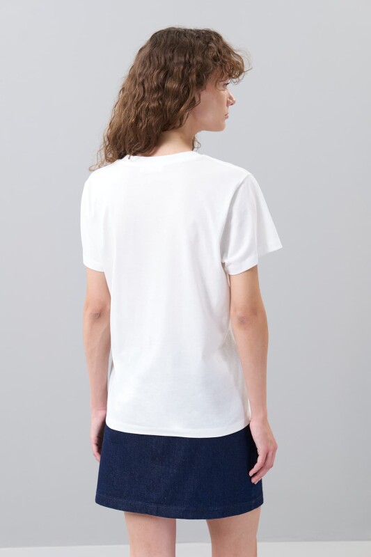 Basic V Yaka T-shirt Beyaz - Roman (1)