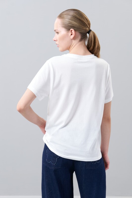 Basic Bisiklet Yaka T-shirt Beyaz - Roman (1)