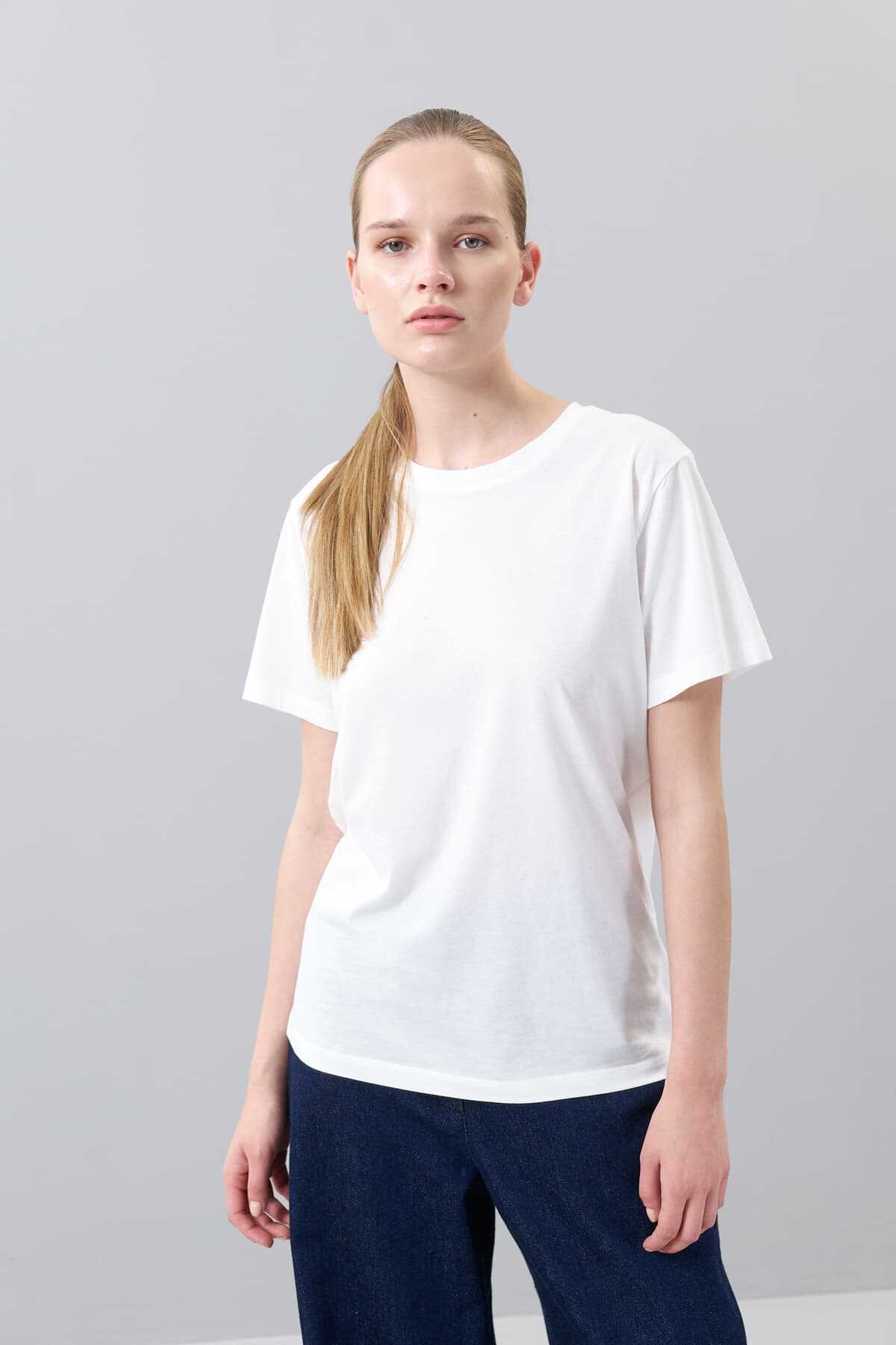 Basic Bisiklet Yaka T-shirt Beyaz