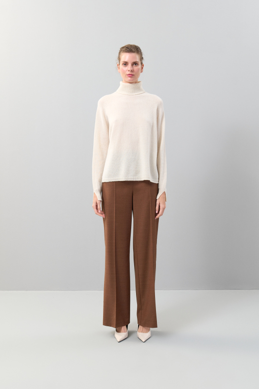 Balıkçı Yaka Kaşmir Kazak Krem - 3