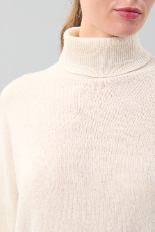 Balıkçı Yaka Kaşmir Kazak Krem - 4