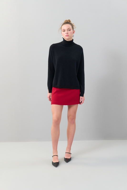 Balıkçı Yaka Kaşmir Kazak Siyah - 4