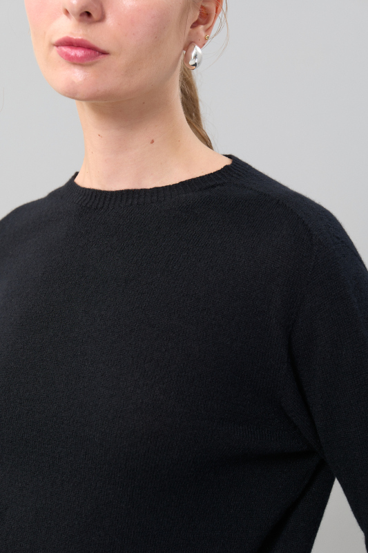 Kaşmir Bisiklet Yaka Kazak Siyah - 4