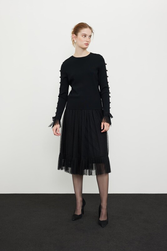 Long Sleeve Knitwear Black - 3