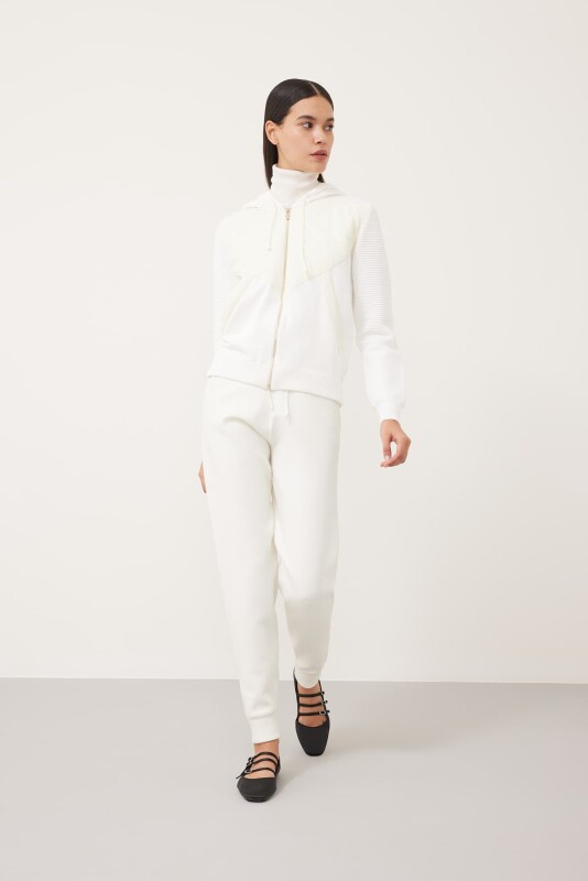 Hooded Knitwear Tracksuit Ecru - 4