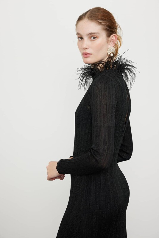 Long Sleeve Maxi Knitwear Dress Black - 2