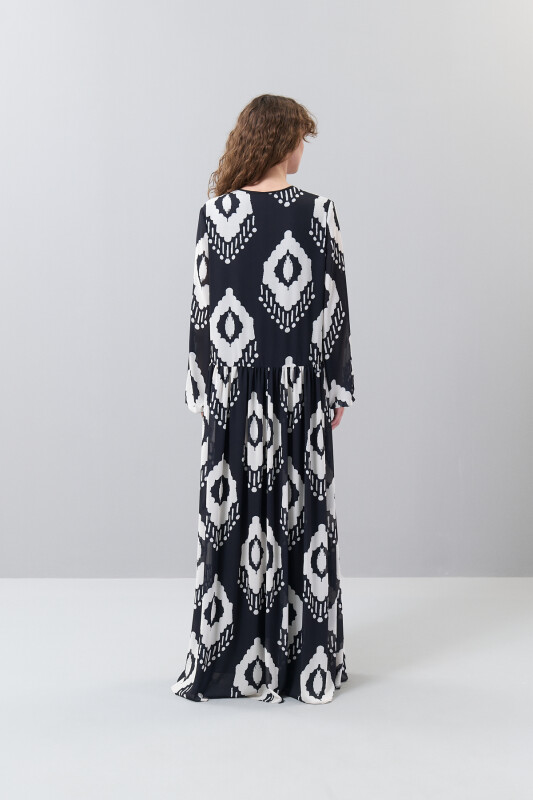 Balon Kollu Maksi Boy Şifon Elbise Standart Renk - Roman (1)