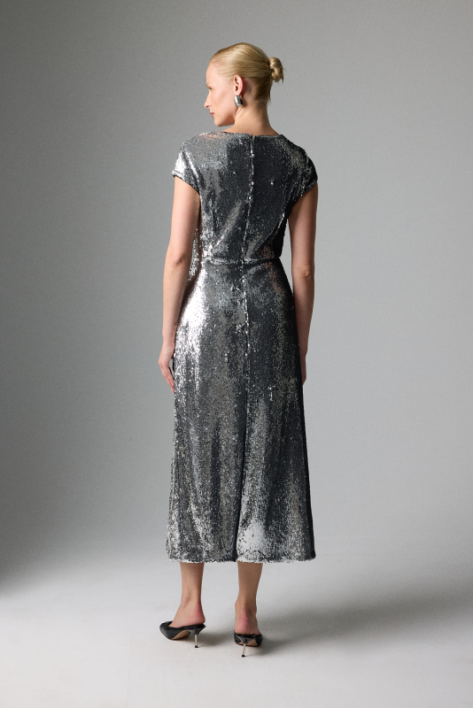 Payetli Midi Boy Elbise Gümüş - Roman (1)