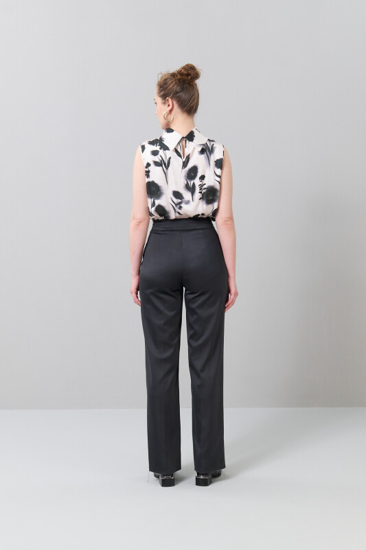 Düz Paça Saten Pantolon Siyah - Roman (1)