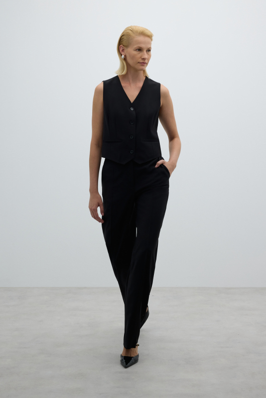 Geniş Paça Pantolon Siyah - 5