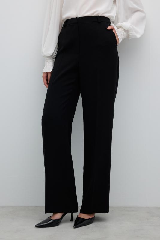 Geniş Paça Krep Pantolon Siyah - 3