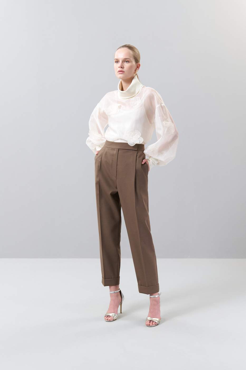 Duble Paça Yün Pantolon Açık Kahve - 1