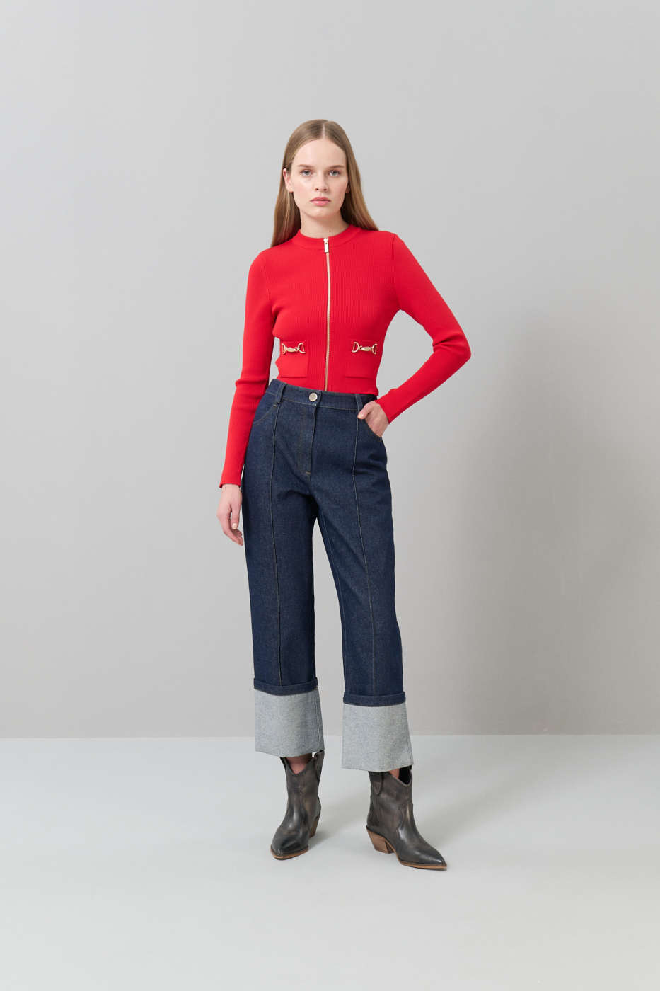 Double Paça Denim Pantolon Lacivert - 1