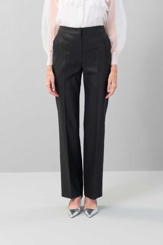 Düz Paça Jakar Pantolon Siyah - 4