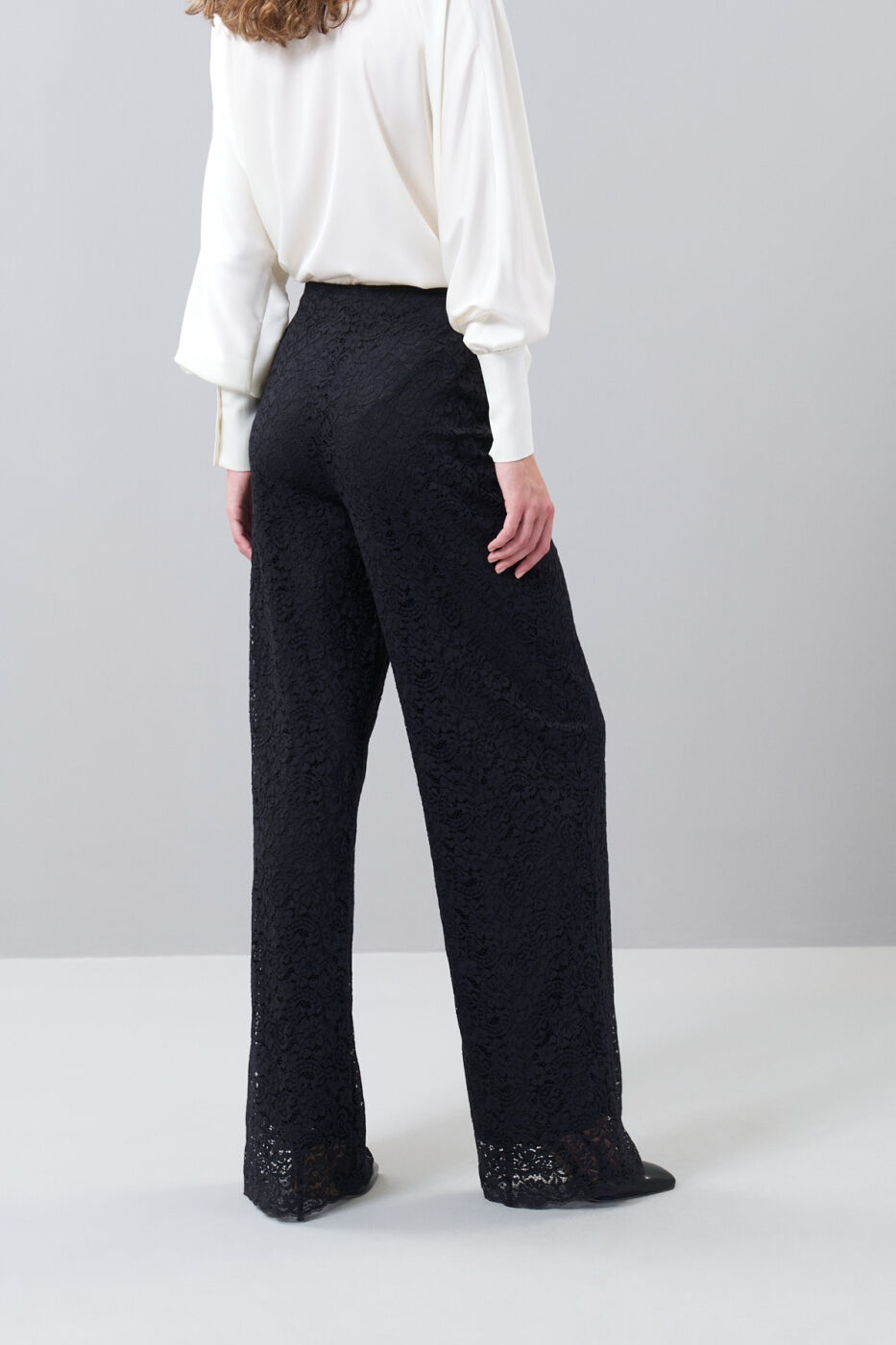 Dantelli Düz Paça Pantolon Siyah - 2
