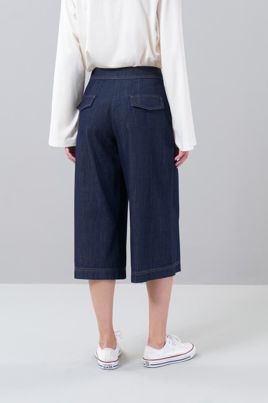 Kısa Paça Denim Pantolon Lacivert - Roman (1)