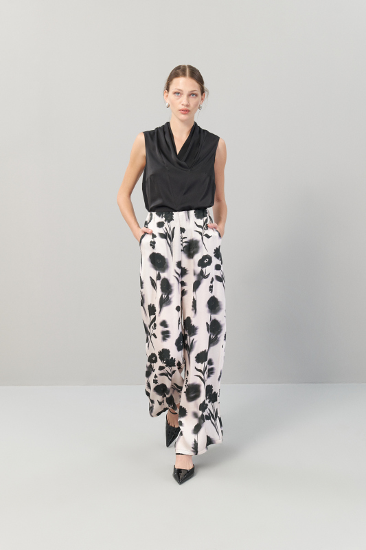 Geniş Paça Beli Lastikli Empirme Pantolon Standart Renk - 3