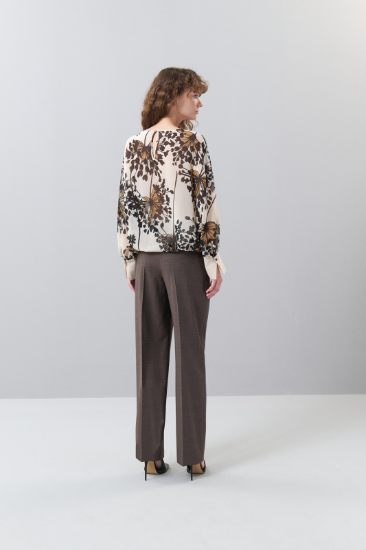 Yarasa Kol Beli Lastikli Şifon Empirme Bluz Standart Renk - Roman (1)