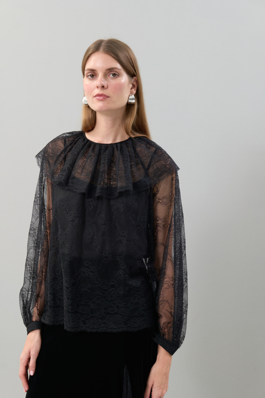 Dantel Bluz Siyah - 1