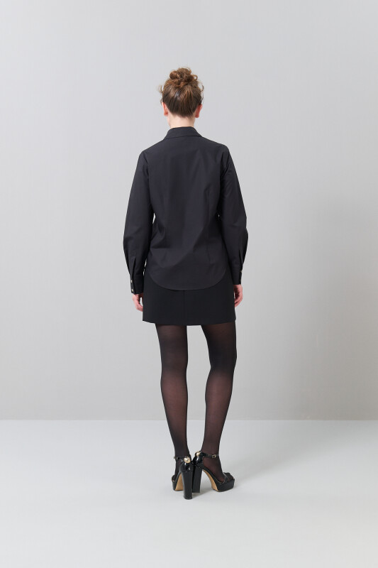 Çıtçıtlı Poplin Gömlek Siyah - 2