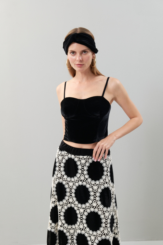 Kadife Askılı Büstiyer Siyah - 4