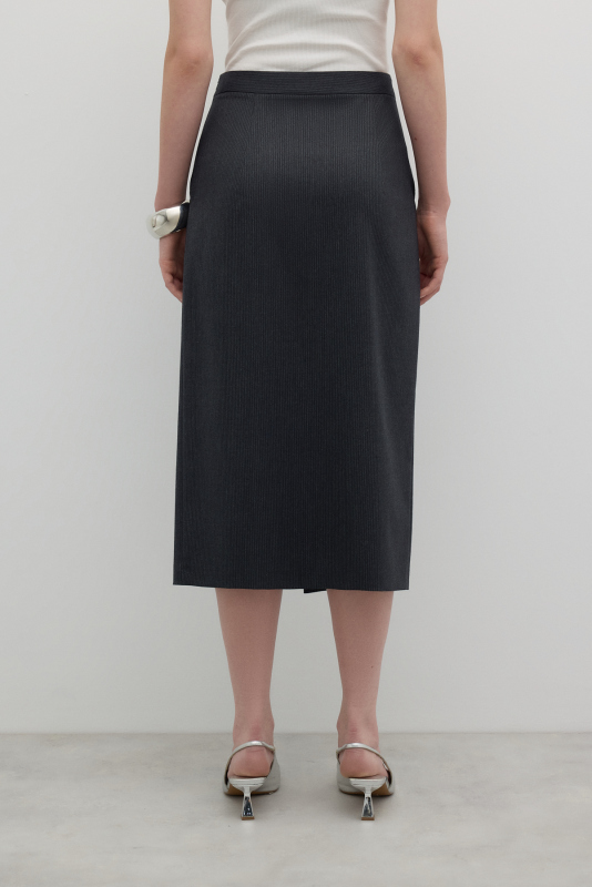 Yırtmaçlı Midi Boy Etek Standart Renk - 2