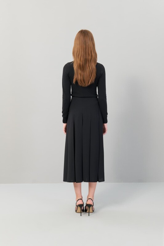 Pileli Midi Boy Etek Siyah - Roman (1)