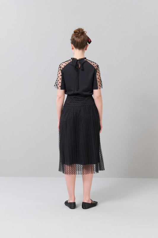 Piliseli Midi Boy Etek Siyah - Roman (1)