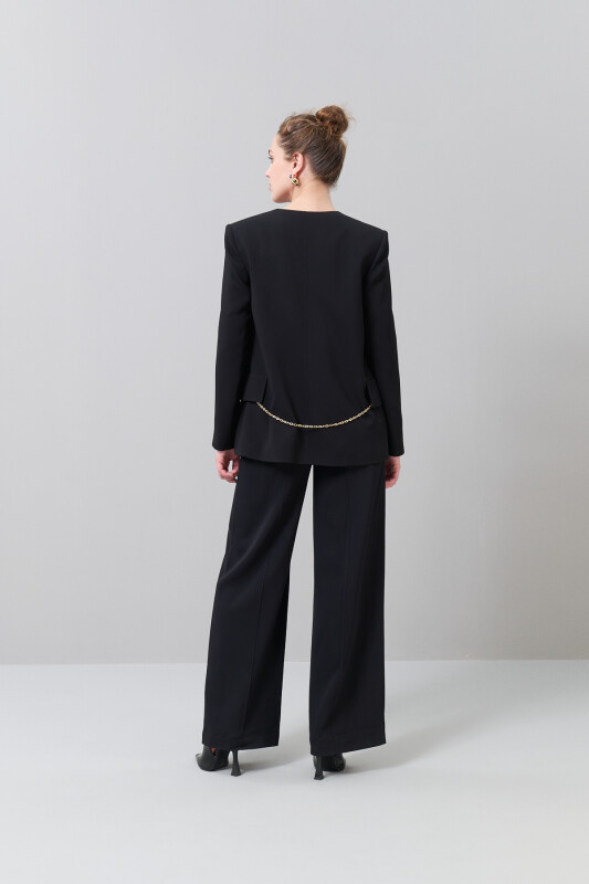 Gold Zincir Detaylı Ceket Siyah - Roman (1)