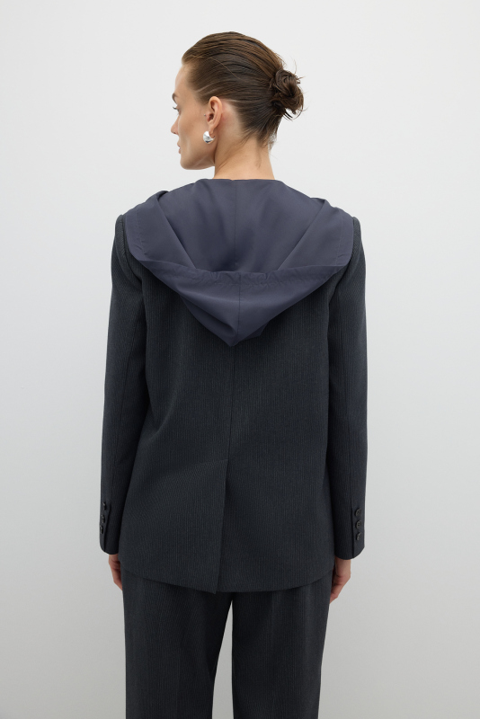 Kapüşonlu Dokuma Ceket Standart Renk - Roman (1)