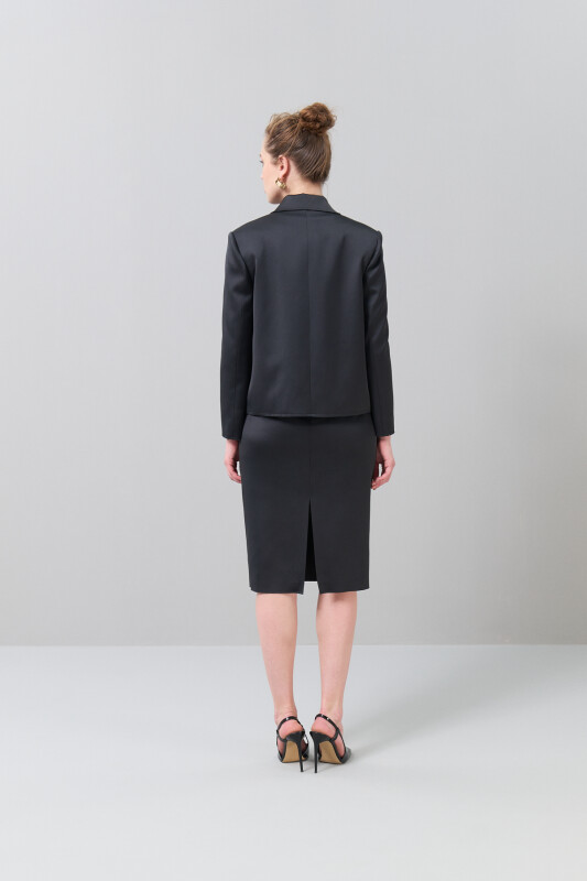 Üç Düğmeli Erkek Yaka Ceket Siyah - Roman (1)