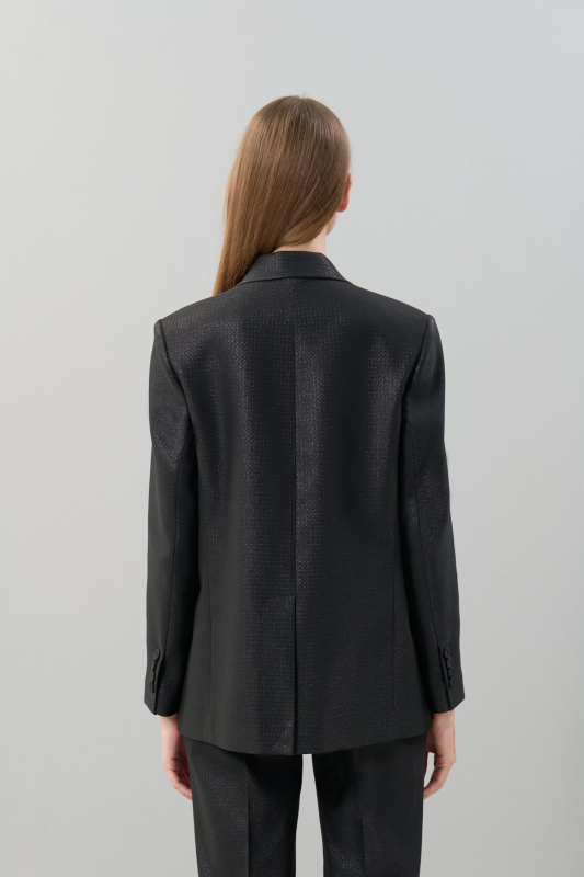 Tek Düğmeli Erkek Yaka Blazer Ceket Siyah - 2