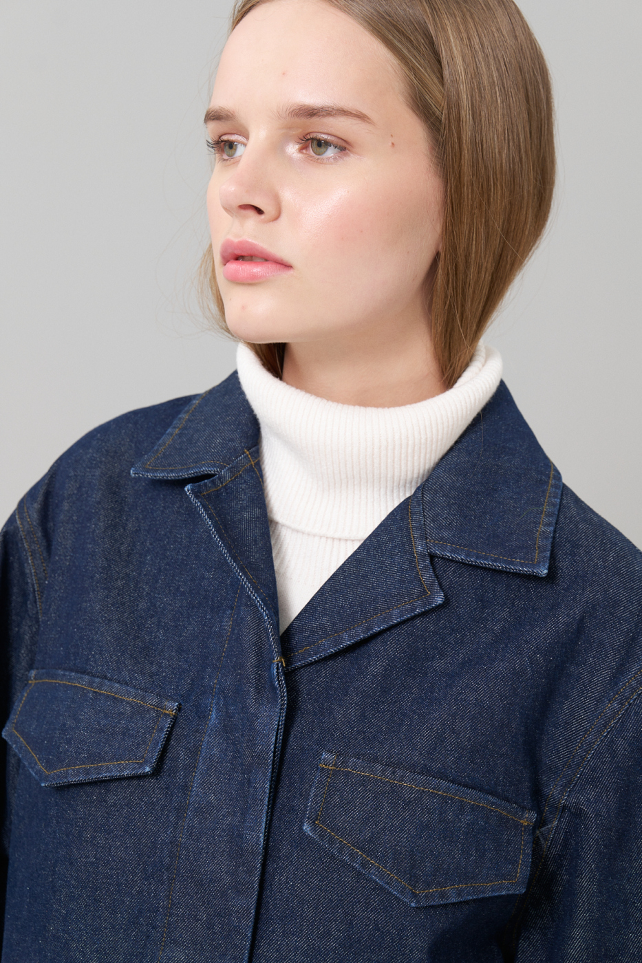 Cep Detaylı Denim Ceket Lacivert - 5