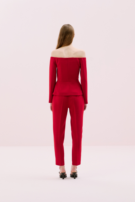 Madonna Yaka Belden Oturtmalı Ceket Bordo - 2