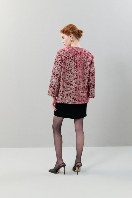 İşlemeli Kadife Kap Bordo - Roman (1)