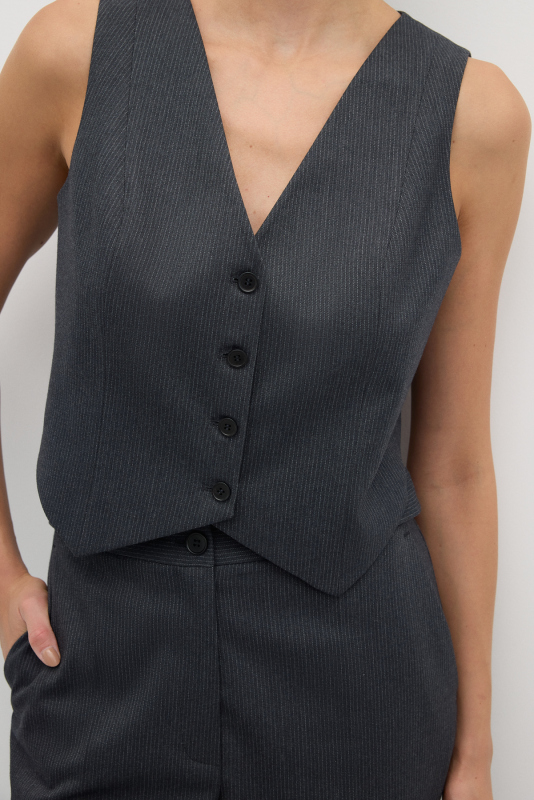 V Yaka Düğmeli Yelek Standart Renk - 3