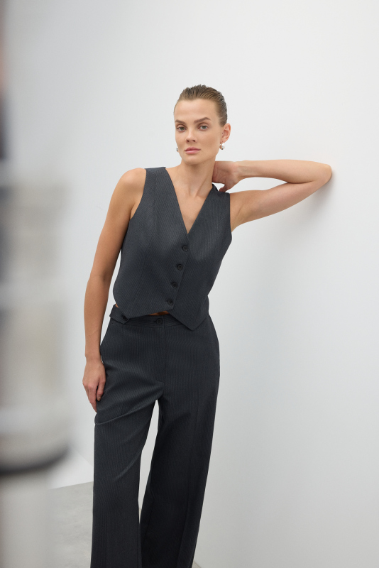 V Yaka Düğmeli Yelek Standart Renk - 5