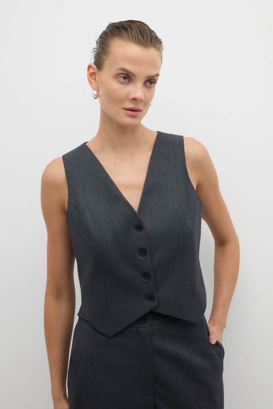 V Yaka Düğmeli Yelek Standart Renk - 1