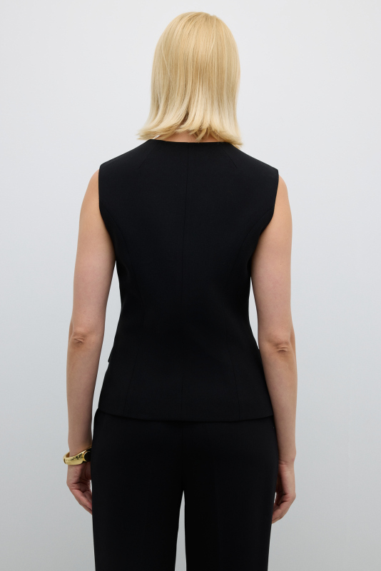 Gold Düğmeli Kruvaze Yelek Siyah - Roman (1)