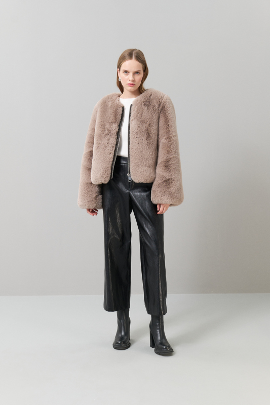 Peluş Fermuarlı Mont Vizon - 4