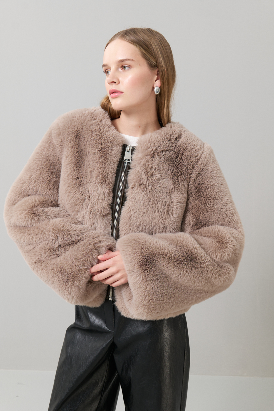 Peluş Fermuarlı Mont Vizon - 1
