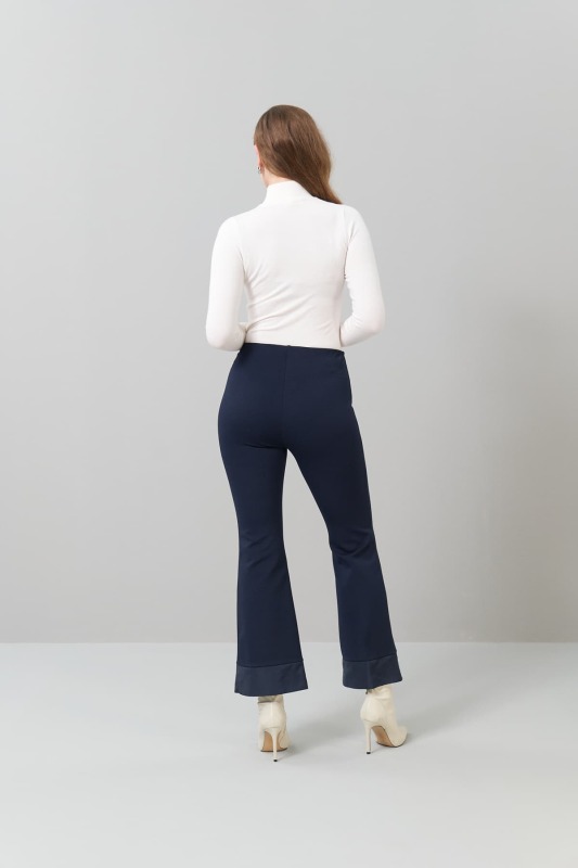 İspanyol Paça Örme Pantolon Lacivert - 2