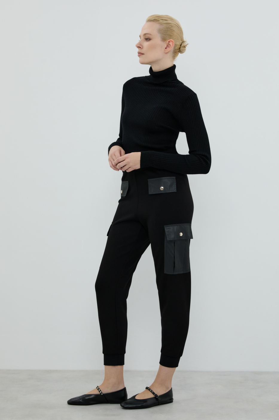 Cep Detaylı Örme Pantolon Siyah - 3