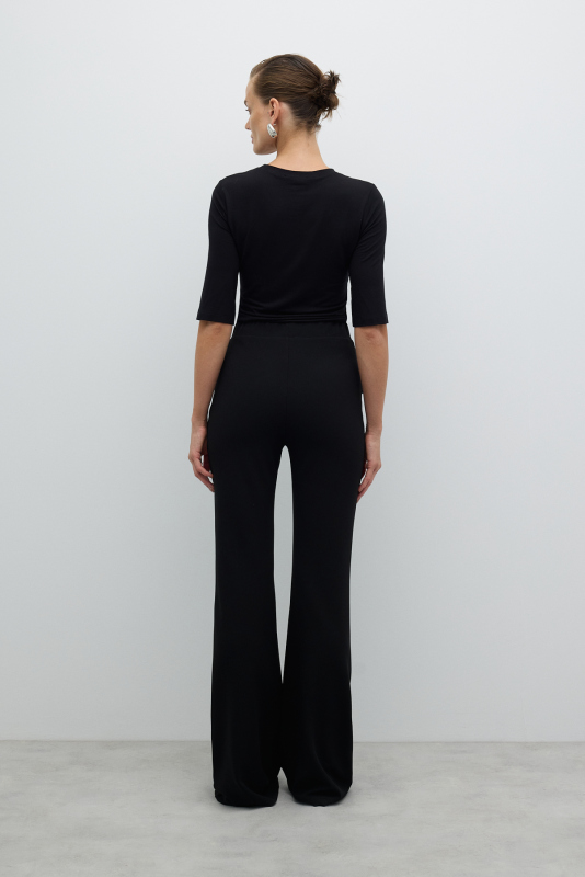 Düz Paça Örme Pantolon Siyah - 2