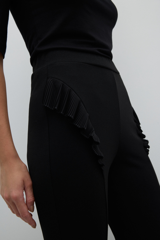 Düz Paça Örme Pantolon Siyah - 4