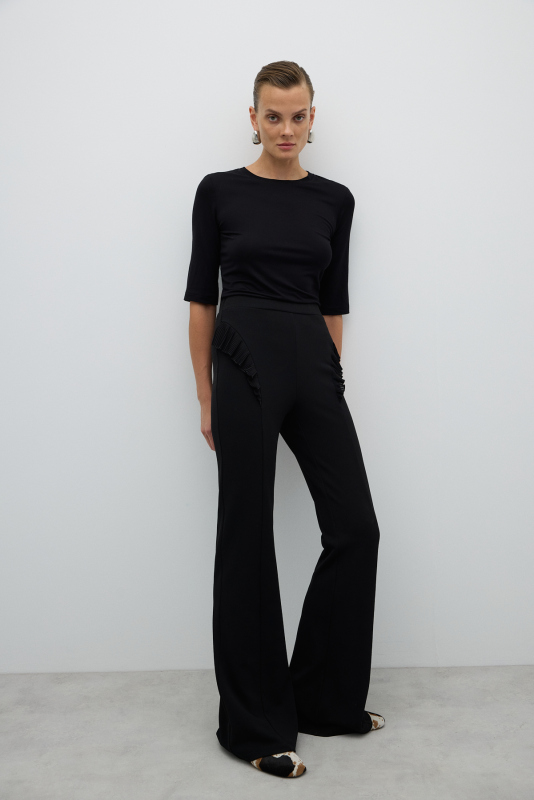 Düz Paça Örme Pantolon Siyah - 5