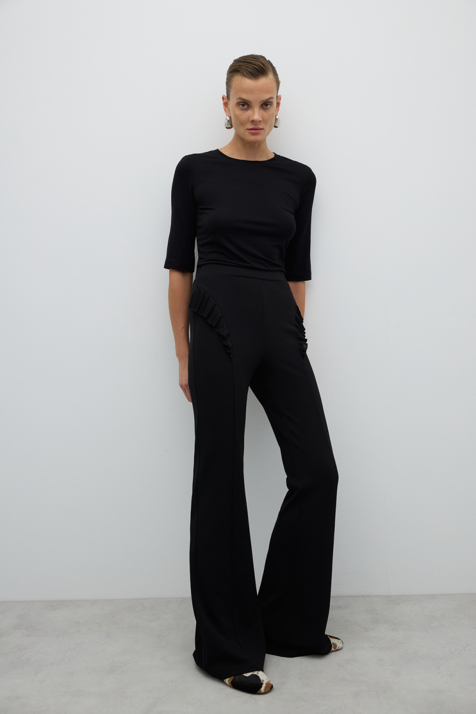 Düz Paça Örme Pantolon Siyah - 5