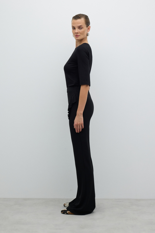 Düz Paça Örme Pantolon Siyah - 3