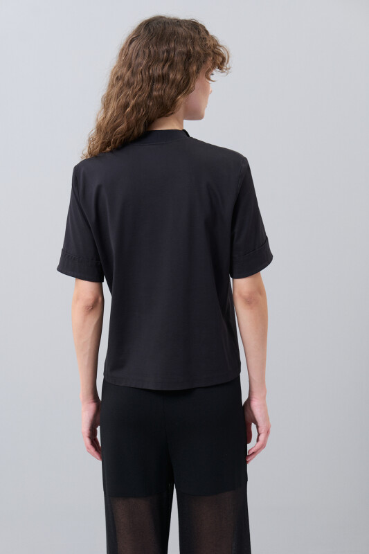 Önü Fermuarlı Bluz Siyah - Roman (1)