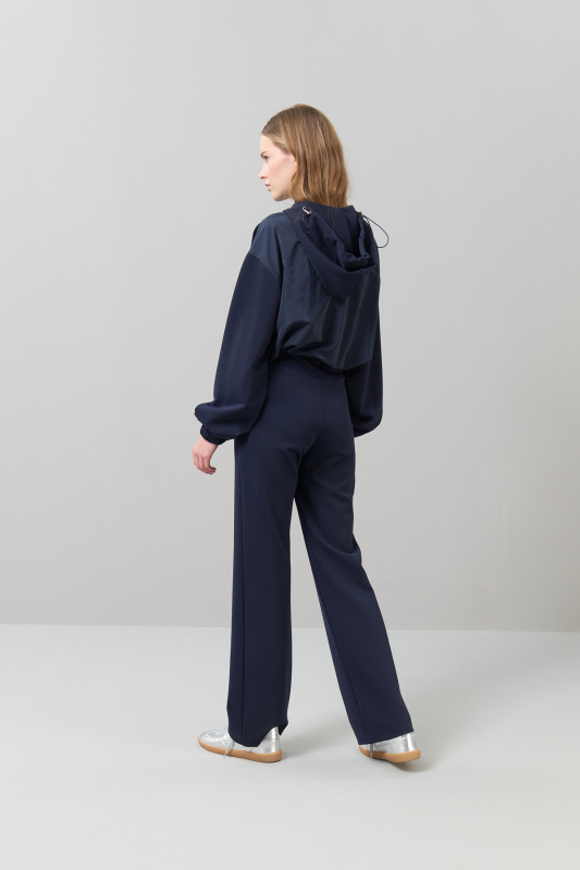 Beli Büzgülü Örme Sweatshirt Lacivert - Roman (1)